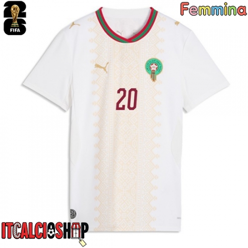 Marocco Ayoub El Kaabi #20 Seconda Maglia Femmina Mondiali 2026 Manica Corta